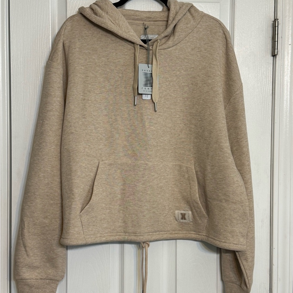Savage X Fenty Beige Cropped Hoodie Sweater